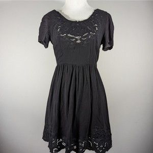 Pins & Needles Black Embroidered Short Sleeve Dress Women's‎ Size S